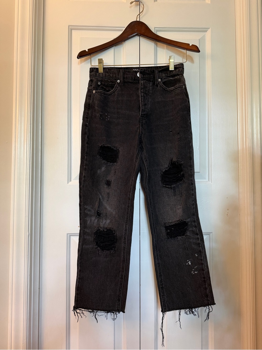 BDG Black Distressed Straight Jeans